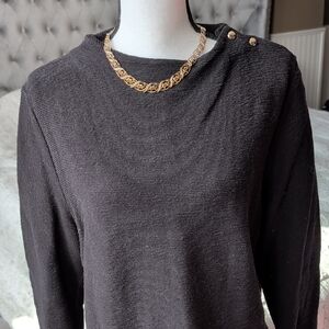 Talbots Black Sweater with Gold Accents